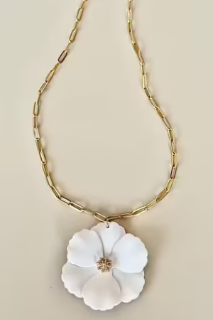 ODAHL - Halsband vit blomma