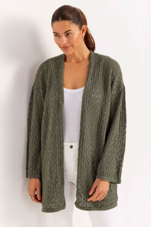 CELLBESENGLA - Grön hålstickad cardigan
