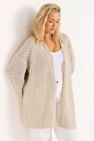 CELLBESENGLA - Beige hålstickad cardigan